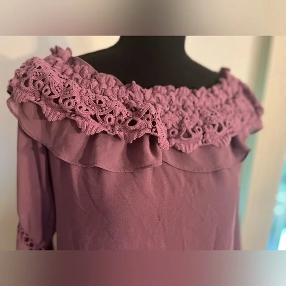 3/$15 WHBM Elegant Off The Shoulder Lace Blouse Size Small Orig Price $89 - Picture 3 of 7